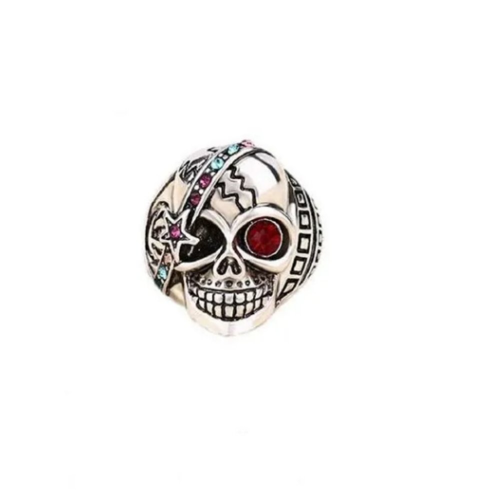New Multi Stone Pirate Skull Ring